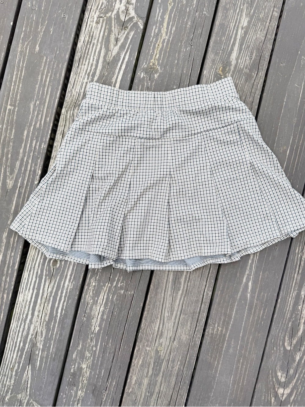 Olive & oak school girl academia plaid houndstooth skirt pull on mini skirt sz M